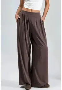 Pantaloni dama - modal/poliester - maro