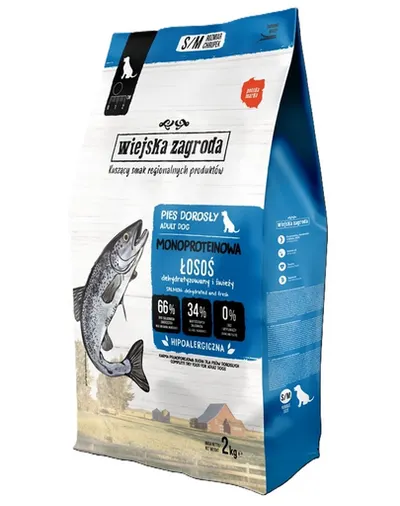 WIEJSKA ZAGRODA Hrană uscată monoproteică cu somon pentru câini S/M 2 kg