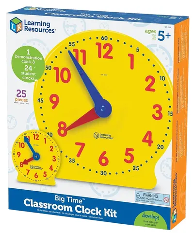 Set de ceasuri pentru sala de clasă Learning Resource - Big Time, 25 de piese