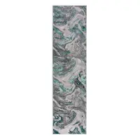 Covor tip traversă gri/turcoaz 60x230 cm Marbled – Flair Rugs