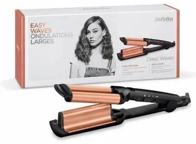 BaByliss Masha pentru păr - Deep Waves W2447E, 200°C, triplu, negru/auriu