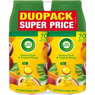 Air Wick Freshmatic Passion Fruit & Tropical Mango odorizant de camera rezervă cu parfum DUO 2x250 ml
