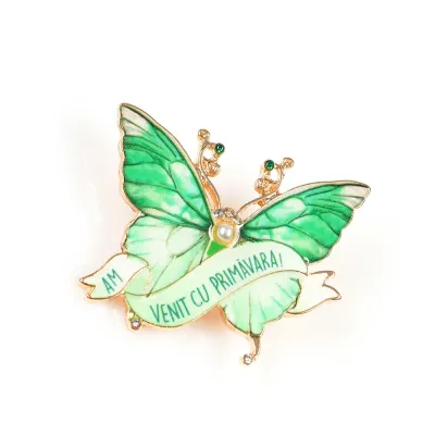 Brosa martisor cu mesaj Am venit cu primavara