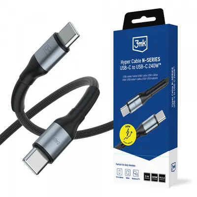 Cablu Date si Incarcare USB-C - USB-C 3MK Hyper N Thunderbolt 4, 240W, 3m, Negru