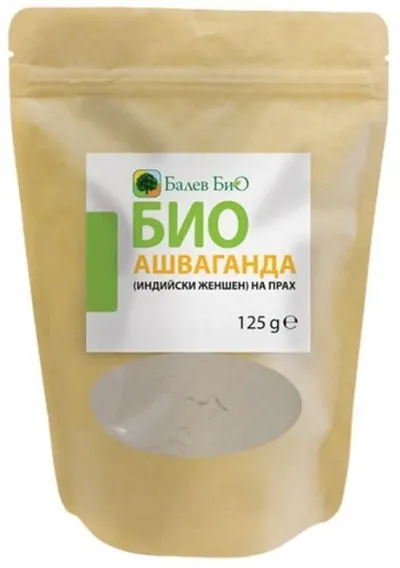 Pudră de ashwagandha crudă organică, 125 g, Balev Bio
