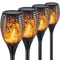 Set 4 x Lampa solara tip torta cu efect flacara, 50 cm