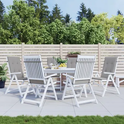vidaXL Perne scaun cu spătar înalt, 6 buc., gri, 120x50x3 cm, textil