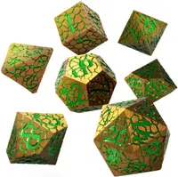 Set de zaruri GlassStaff - Metal RPG Dice Set, Scaleheart Gold (7 buc.)