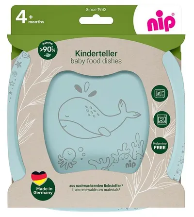 Farfurii pentru copii NIP - Eat Green, 2 bucăți, albastre