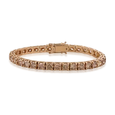 Bratara tennis din aur roz cu diamante coniac de 10.65ct