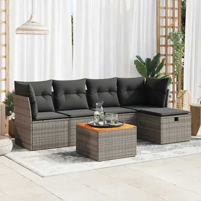 Gossi set mobilier gradina cu perne, 6 piese, gri, poliratan