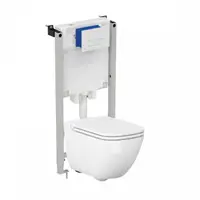 Set vas wc suspendat rimless, Cersanit, Caspia New si rezervor incastrat PROSYS cu clapeta Oleas M1 alb lucios, Ideal Standard