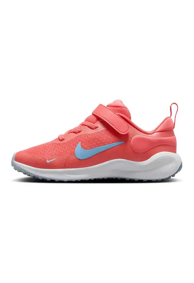 Pantofi Revolution 7 cu amortizare si velcro - pentru alergare - Coral/Albastru deschis