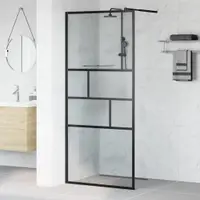 vidaXL Zid de duș walk-in Negru 90 x 195 x 0,5 cm Sticlă și Aluminiu