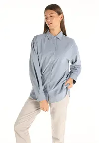 Camasa Cu Maneca Lunga De Dama Albastru Regular Fit 8683197815736