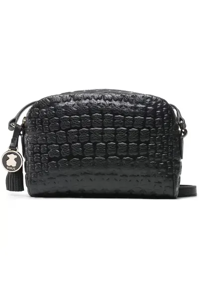 Geanta dama Sherton - piele naturala - neagra - model crossbody