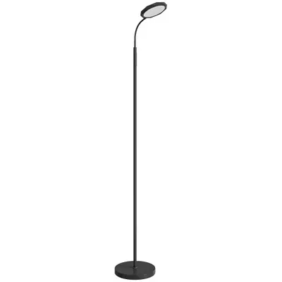 HOMCOM Lampă de Podea LED cu Telecomandă, Cap Rotativ, Reglare Luminozitate și Temperatură, Negru | Aosom Romania