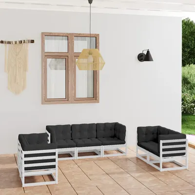 Gossi set mobilier de gradina cu perne, 7 piese, lemn masiv de pin