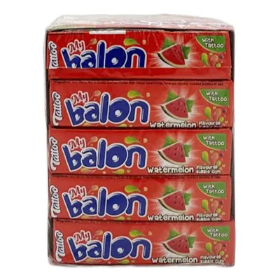 Gumă de mestecat Mybalon Tattoo aromă pepene 18g, 20 bucăți cutie Engros