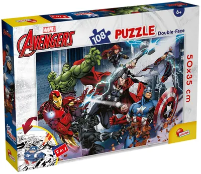 Puzzle cu două fețe Lisciani de colorat din 108 piese - The Avengers