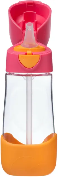 Sticlă cu pai pentru bebeluși b.box - Tritan, Strawberry shake, 450 ml