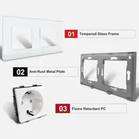 Priza dubla cu rama din sticla securizata Classlights, 16A, Alb Engros