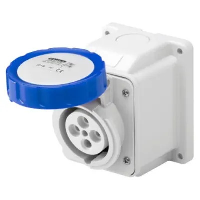 Priza industriala aparenta 10° - IP67 - 2P+E 32A 200-250V 50/60HZ - BLUE - 6H - Strangere cu surub