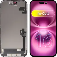 Display cu Touchscreen ZY pentru Apple iPhone 16, cu Rama, Versiune LCD In-Cell, Negru