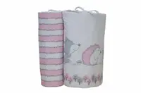 Set protectii patut Odette Pink din bumbac 70x140 cm
