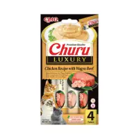 INABA Churu Luxury, Ton și Vită Wagyu, plic recompense fără cereale pisici, (piure), 56g