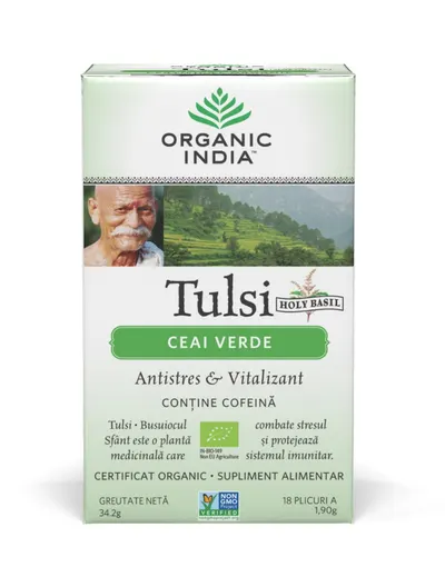 Tulsi Ceai Verde, 18 plicuri, Organic India