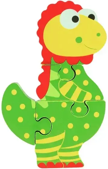 Puzzle din lemn Orange Tree Toys - Dinozaur, 4 piese