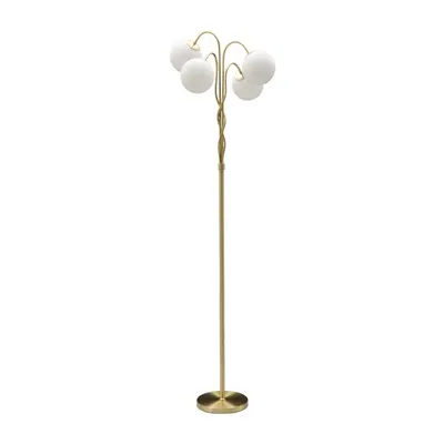 Lampadar alb-auriu cu abajur din sticlă (înălțime 176 cm) Glamy – Mauro Ferretti