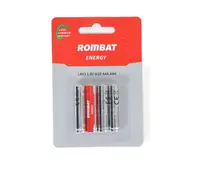 Bateriile alcaline Rombat se comercializează la cutie colectiva de 12 blistere a câte 4 bucăți. ➢ Tensiune nominală: 1,5V ➢ Temp