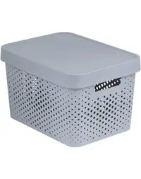 CURVER Coș ajurat cu capac INFINITY 17 L gri deschis