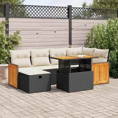 Gossi set mobilier de gradina cu perne, 8 piese, negru, poliratan