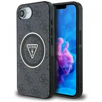 Husa MagSafe pentru Apple iPhone 17e / 16e, Guess, IML Glitter 4G Circle Triangle, Neagra