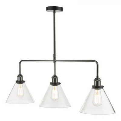 Lampa suspendata Ray 3 Light Bar Pendant Antique Nickel Clear Glass