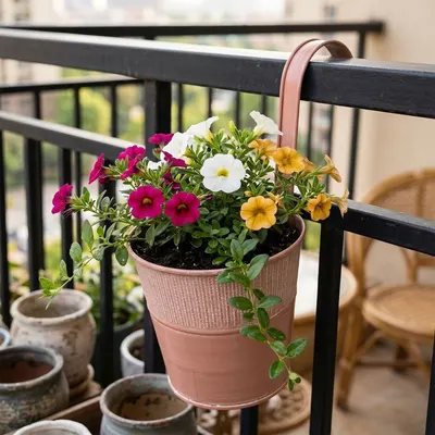 Ghiveci roz 12,5 cm pentru balustradă