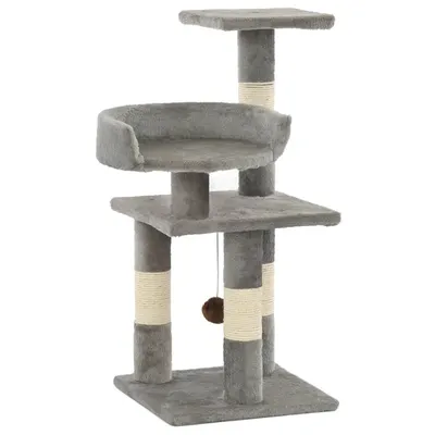 Gossi ansamblu pentru pisici, stalpi din funie de sisal, 65 cm, gri