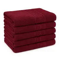 Set 5 prosoape medii 50x90cm, din 100% bumbac pakistanez, 500g, Visiniu
