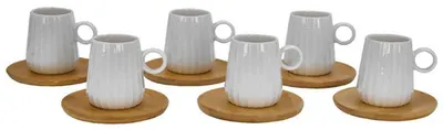 Set de cești de espresso Maison - Ripple, 6 buc., 90 ml, albe