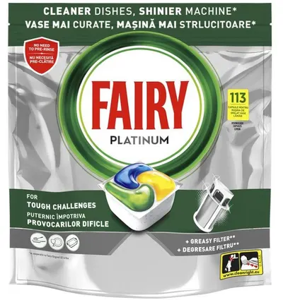 Tablete pentru mașina de spălat vase Fairy - Platinum, Lemon, 113 buc
