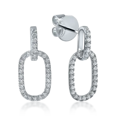 Cercei geometrici din aur alb cu diamante de 0.46ct