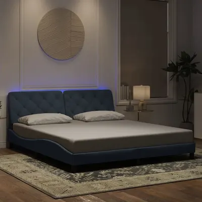 vidaXL Cadru de pat cu LED fără saltea, gri închis, 180x200 cm, catifea