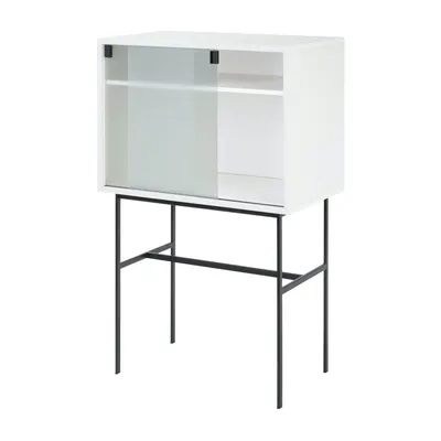Vitrină grej cu ușă glisantă 70x109x40 cm Lekko – noo.ma