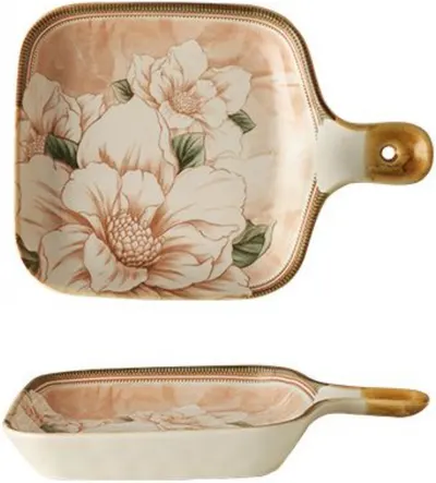 Platou puțin adânc cu mâner Morello - Camellia, 22.5 cm