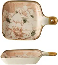 Platou puțin adânc cu mâner Morello - Camellia, 22.5 cm