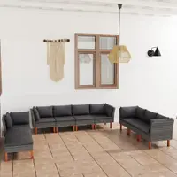 Gossi set mobilier de gradina cu perne, 10 piese, gri, poliratan