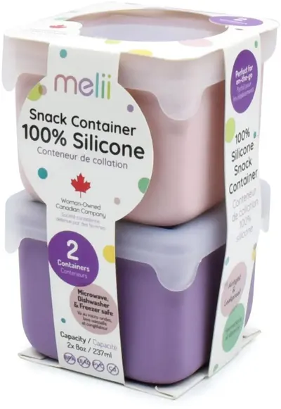 Cutii din silicon pentru hrană Melii - 2 bucăți, Pink/Purple
